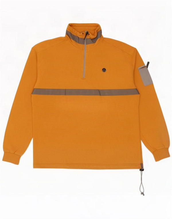 North Sails Mens Zip Neck Sweatshirt Jumper Medium Orange Colourblock