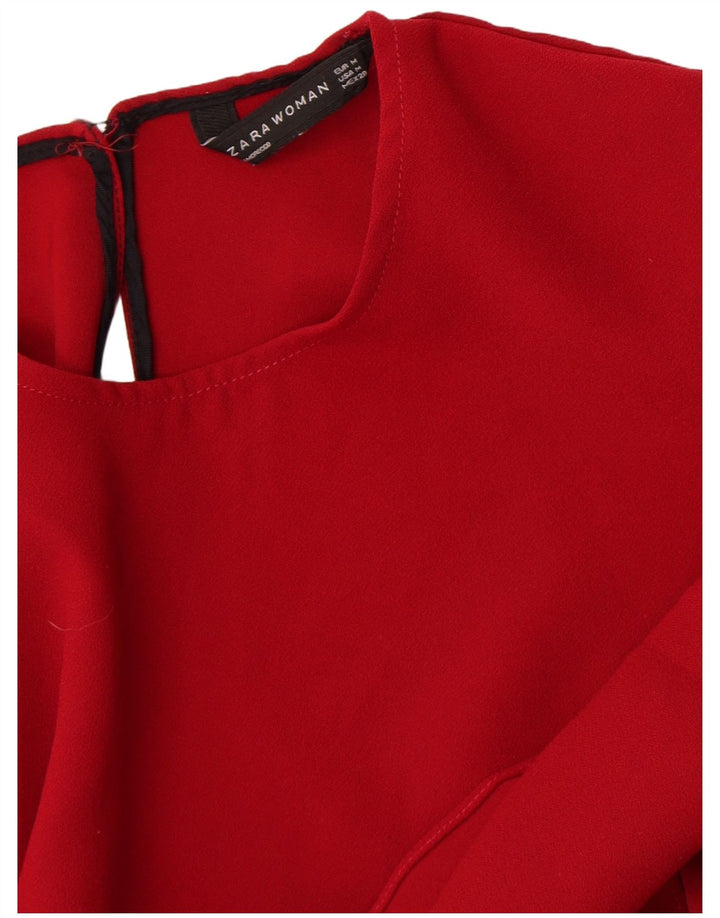 Zara Γυναικεία μακρυμάνικη μπλούζα τοπ UK 12 Μεσαίο κόκκινο