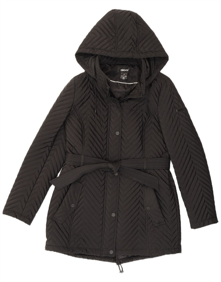 Dkny Γυναικείο Αντιανεμικό Παλτό UK 12 Medium Black Chevron