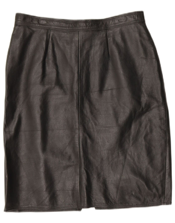 VINTAGE Womens Leather Skirt W30 Medium Black Leather