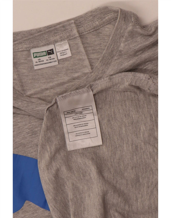 Puma Boys Graphic T-Shirt Top 15-16 Years XL Grey Flecked