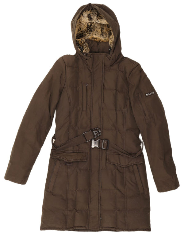 Woolrich Γυναικείο παλτό με κουκούλα με επένδυση UK 12 μεσαίο χακί βαμβάκι