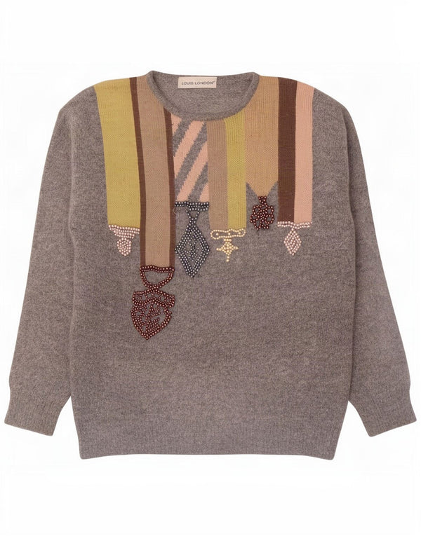 Γυναικείο πουλόβερ Louis London Crew Neck Jumper EU 38 Medium Grey Colourblock