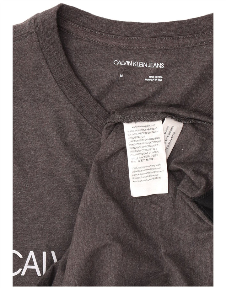 Ανδρικό γραφικό μπλουζάκι τζιν Calvin Klein Top μεσαίο μαύρο βαμβακερό χρώμα