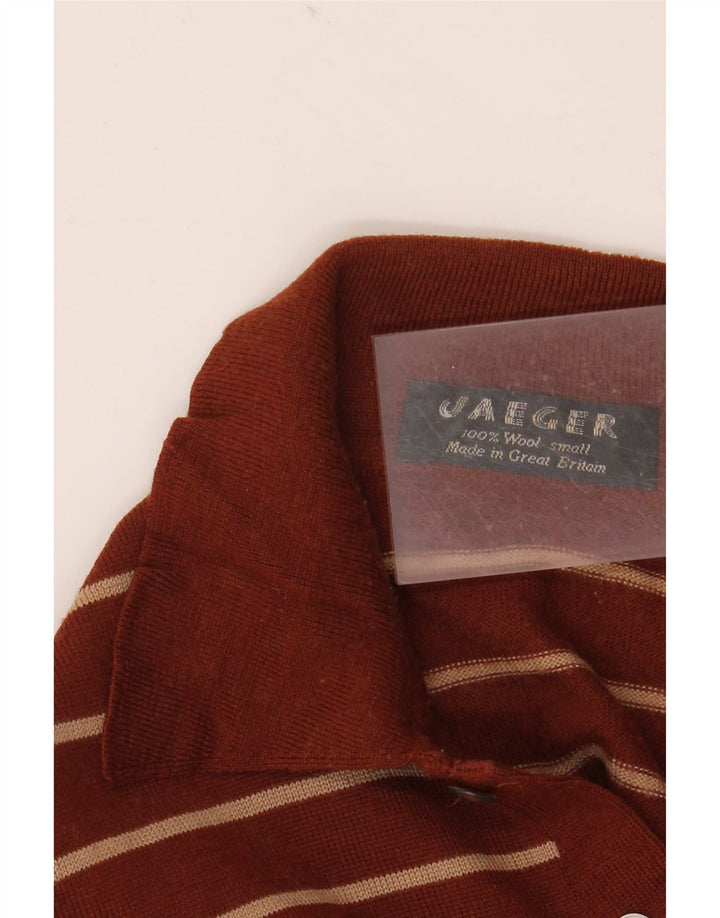 Ανδρικό πουλόβερ Jaeger Polo με λαιμόκοψη Μάλλινο μικρό καφέ ριγέ