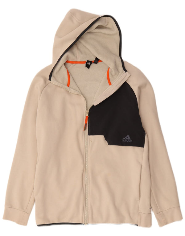Adidas Ανδρικό πουλόβερ με κουκούλα με φερμουάρ Aeroready Μεγάλο μπεζ χρώμα βαμβακερό