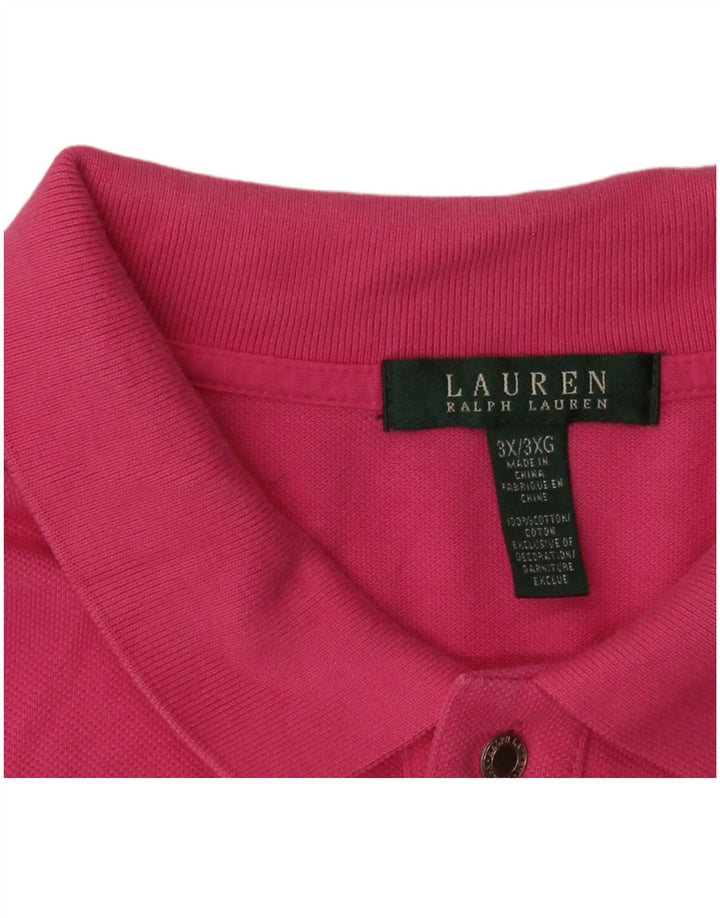 RALPH LAUREN Γυναικείο μπλουζάκι πόλο UK 22 3XL Ροζ βαμβακερό