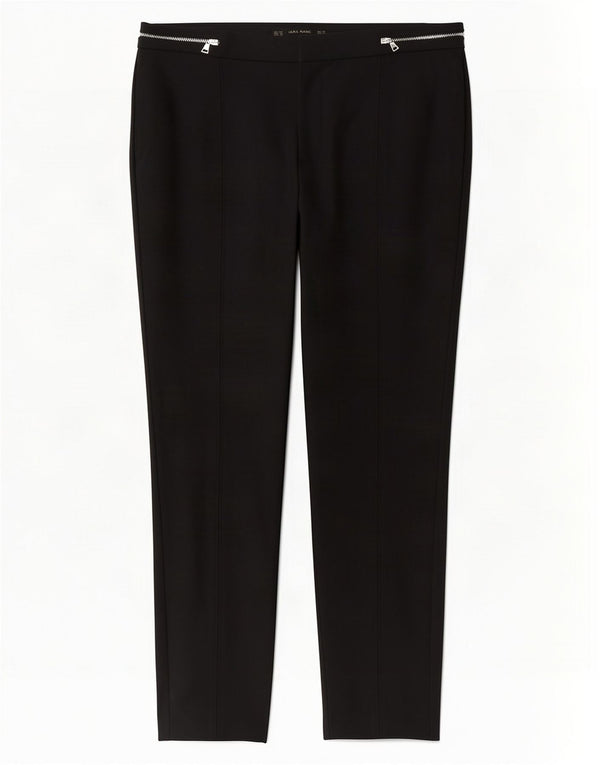 Zara Γυναικείο Slim Casual Παντελόνι EU 42 Large W32 L28 Μαύρο βαμβακερό