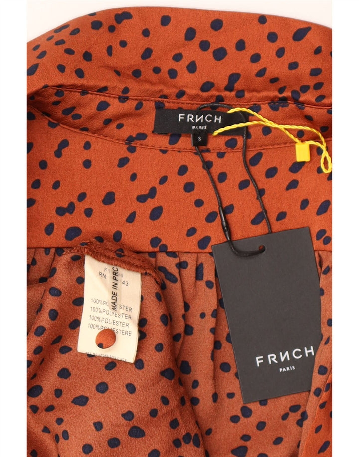 ΓΑΛΛΙΚΟ Γυναικείο μακρυμάνικο μάξι φόρεμα Ηνωμένου Βασιλείου 10 μικρού πορτοκαλί με στίγματα πολυεστέρα