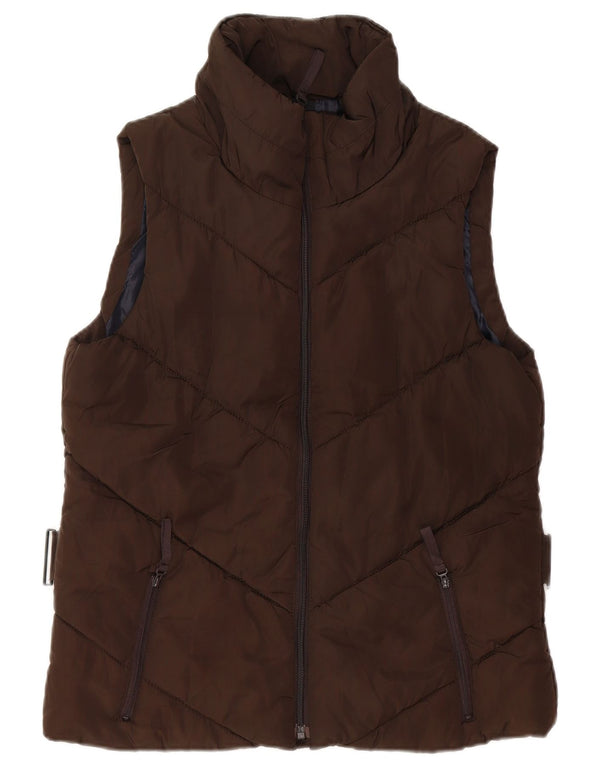 ZARA Γυναικείο padded Gilet UK 14 Large Brown Πολυεστέρας