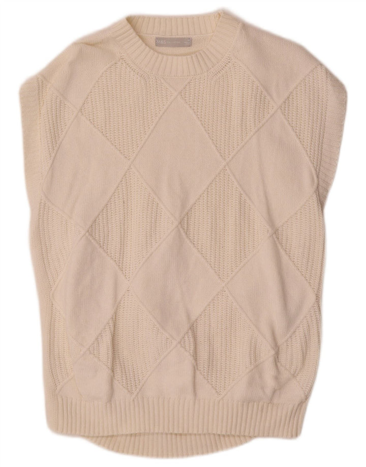 Marks & Spencer Ανδρικό γιλέκο Tank Top Medium Off White Argyle/Diamond Cotton