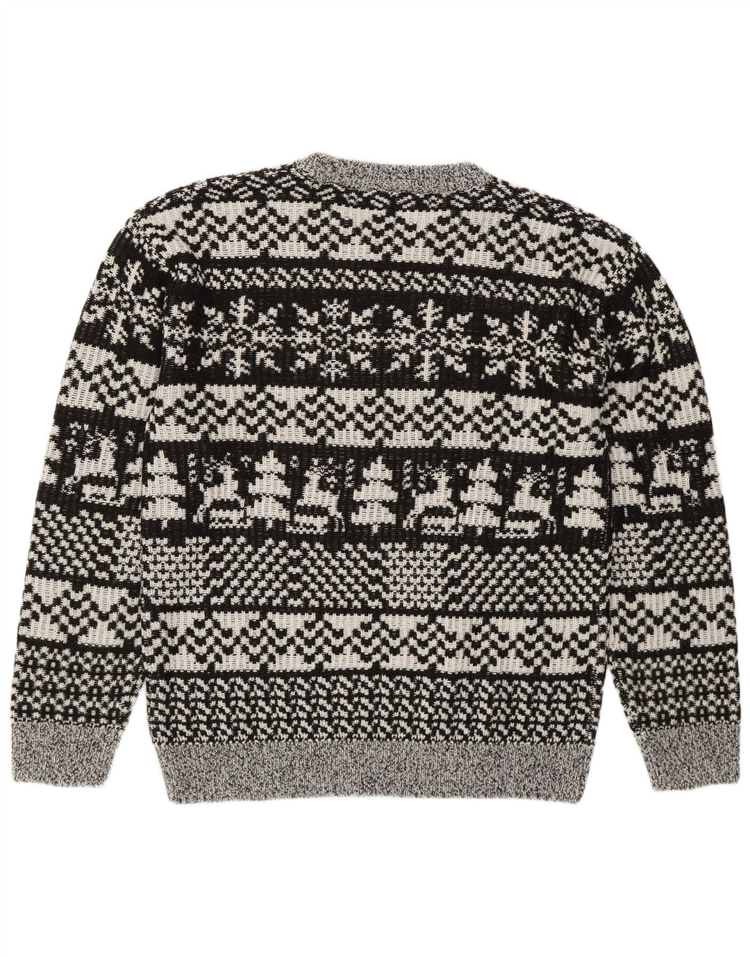 Vintage ανδρικό πουλόβερ με λαιμόκοψη Medium Grey Fair Isle