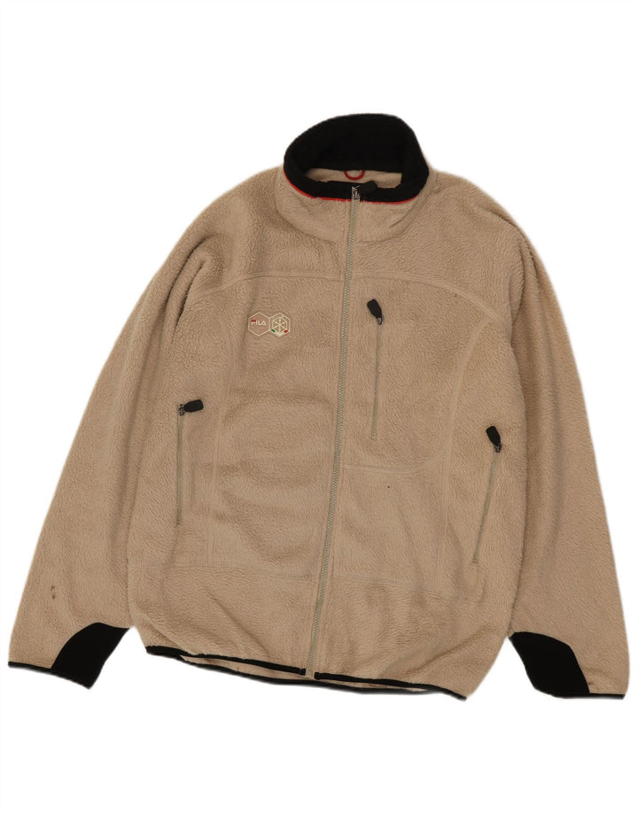 Fila Ανδρικό Fleece Jacket UK 40 Large Beige Colourblock Polyester
