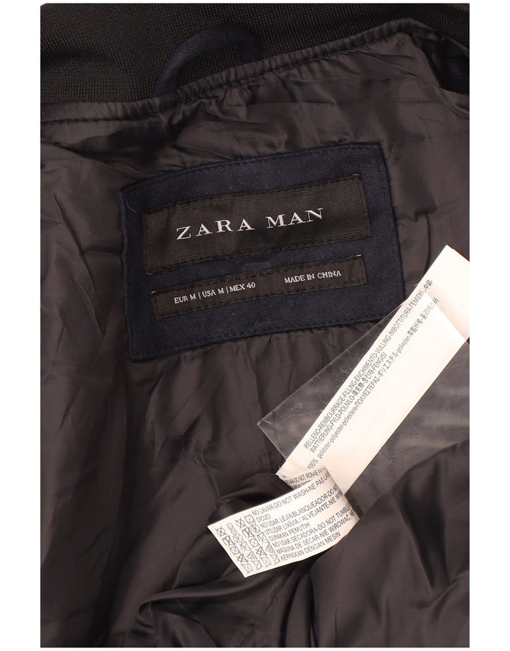Zara Ανδρικό καπιτονέ μπουφάν UK 38 Medium Navy Blue Polyester