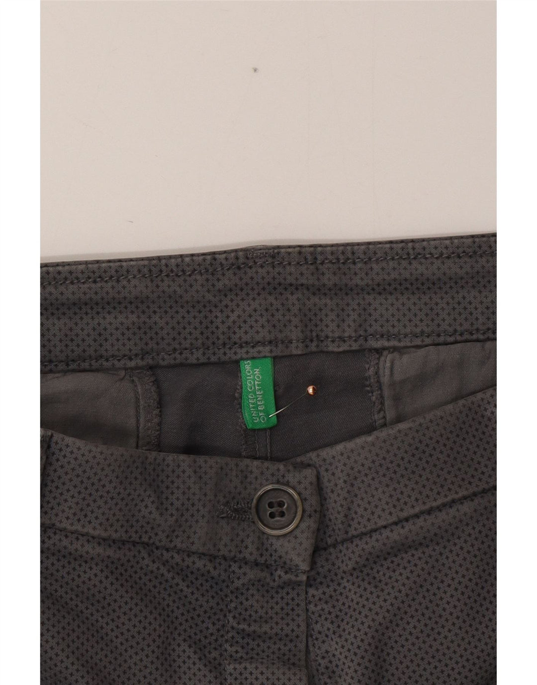 BENETTON Γυναικείο λεπτό παντελόνι Chino UK 12 Medium W32 L28 με γκρι στίγματα