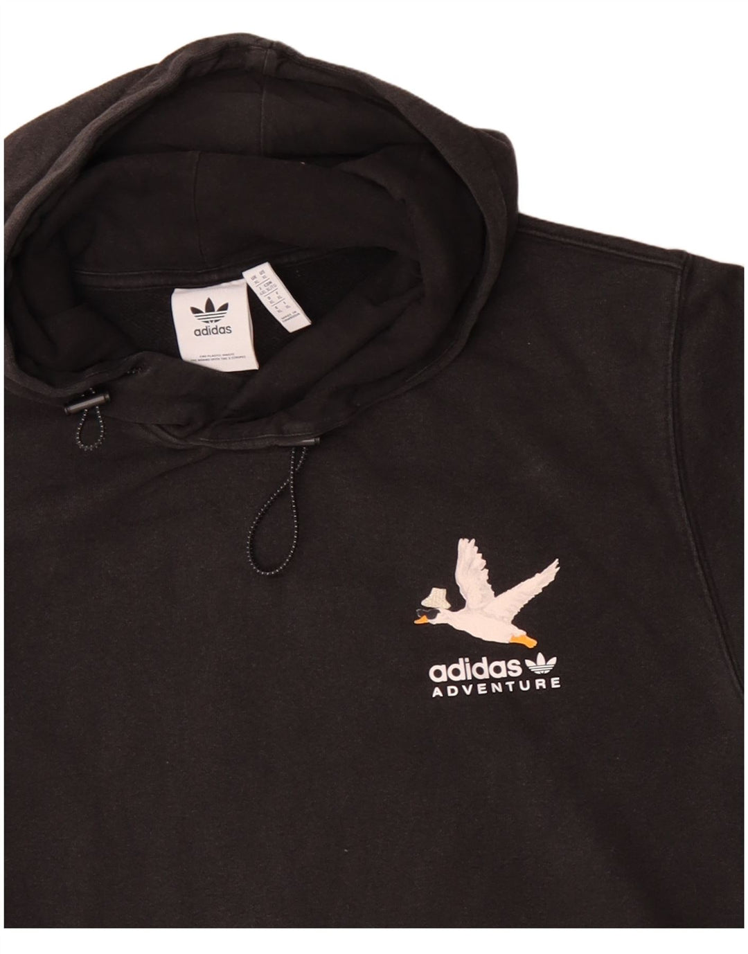 ADIDAS Mens Adventure Graphic Hoodie Jumper XL Μαύρο βαμβακερό