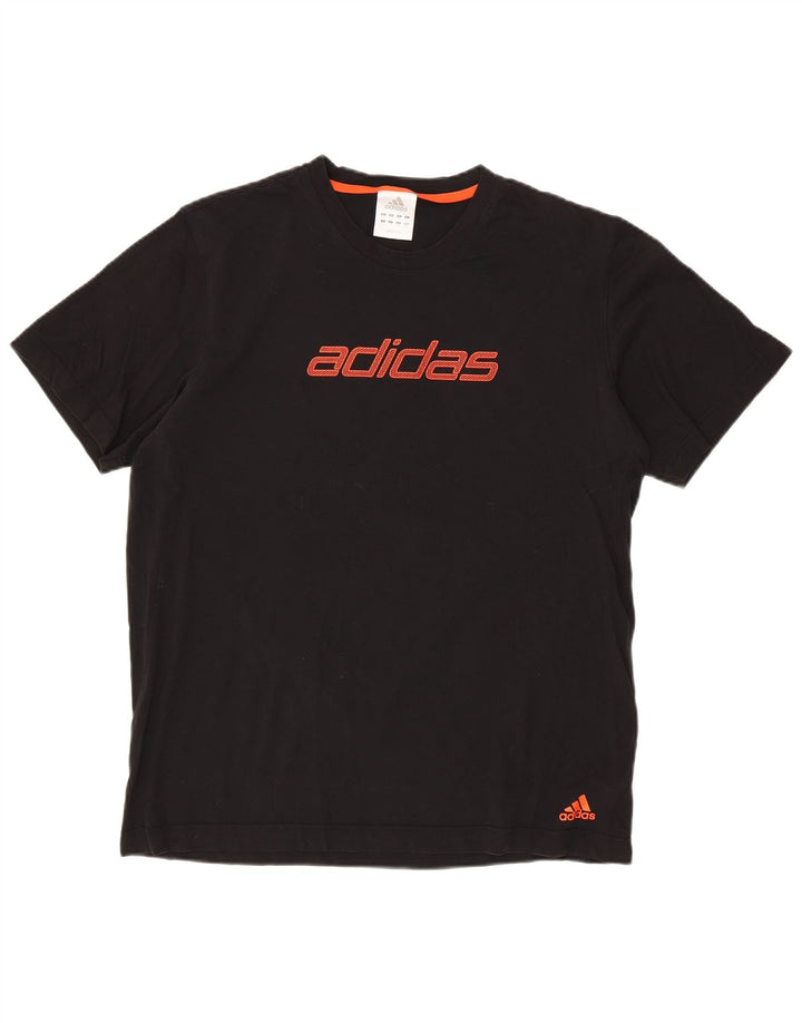 Ανδρικό γραφικό μπλουζάκι ADIDAS Top μεγάλο μαύρο βαμβακερό