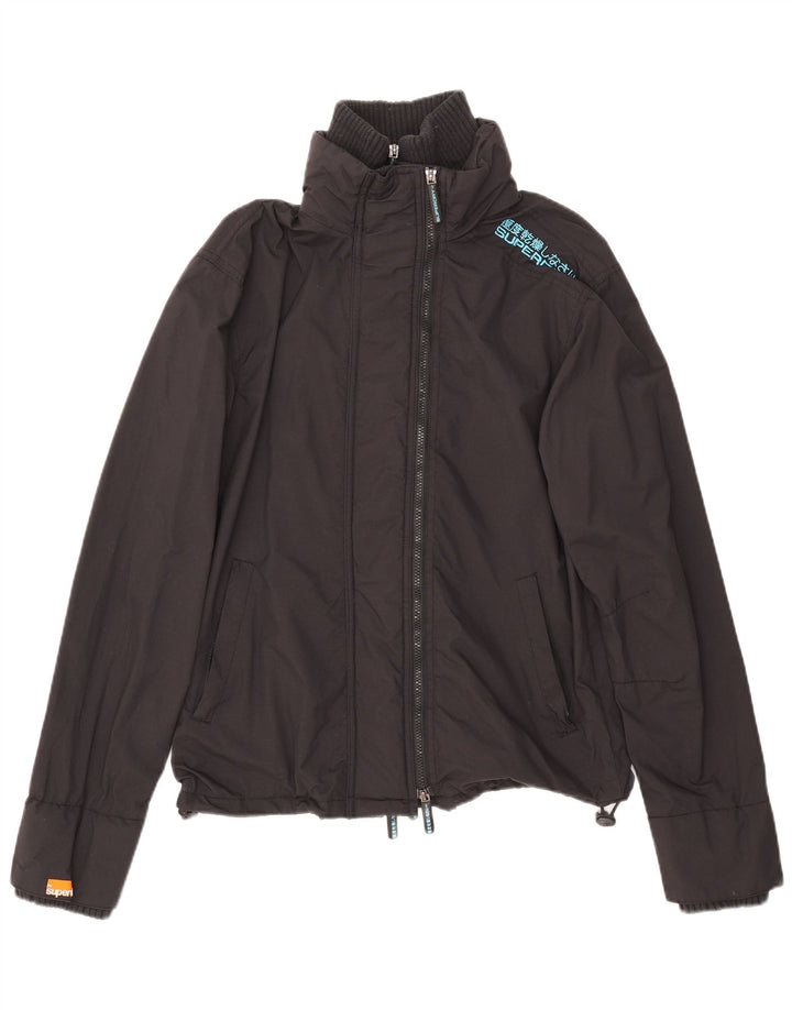 Ανδρικό μπουφάν βροχής Superdry UK 40 μεγάλο μαύρο νάιλον
