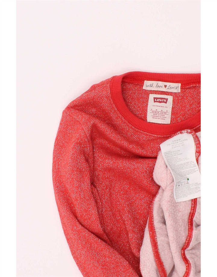 Levi's Girls Φούτερ Jumper 5-6 ετών Μεσαίο κόκκινο βαμβακερό