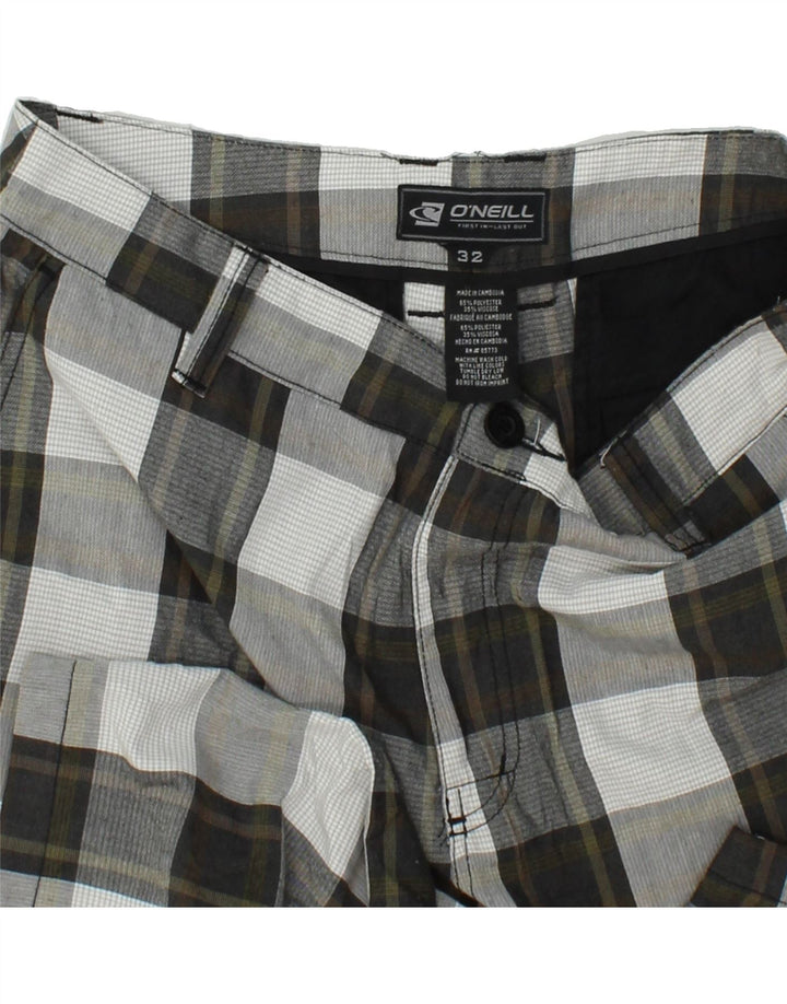 O'NEILL Mens Chino Shorts W32 Medium Grey Check Polyester Vintage O'Neill and Second-Hand O'Neill from Messina Hembry 