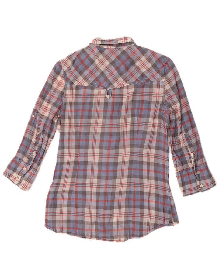 Superdry γυναικείο πουκάμισο 3/4 μανίκι UK 14 μεσαίο μπλε βαμβακερό