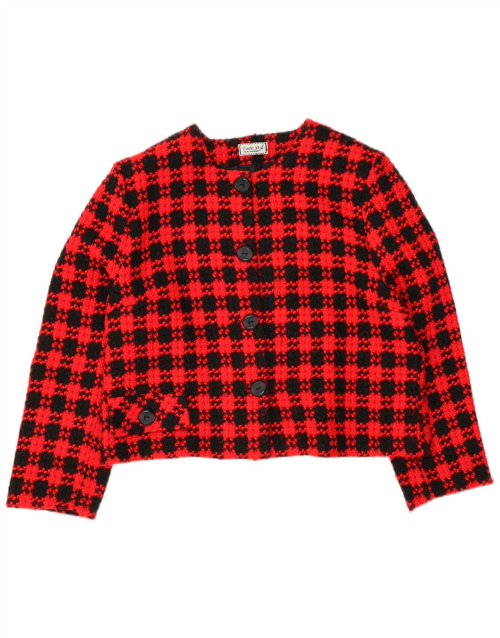 VINTAGE Γυναικείο σακάκι σακάκι με 4 κουμπιά UK 18 XL Red Check