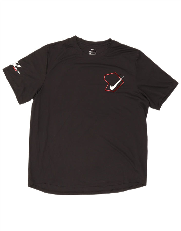 Ανδρικό γραφικό T-Shirt NIKE, ανδρικό Dri Fit, μεγάλο μαύρο πολυεστέρα