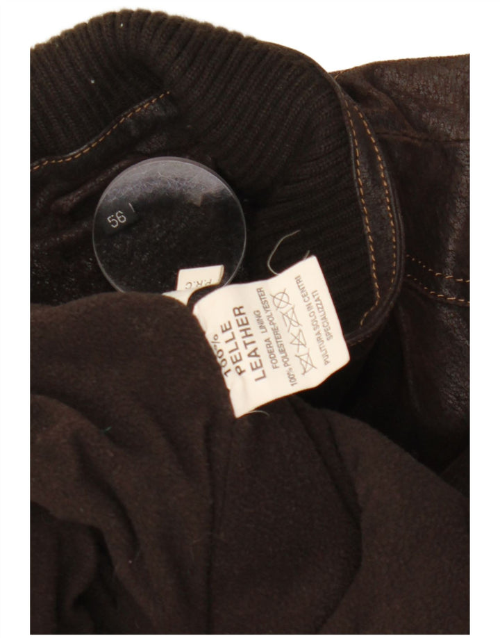 VINTAGE Ανδρικό Δερμάτινο Μπουφάν IT 56 3XL Καφέ Δερμάτινο