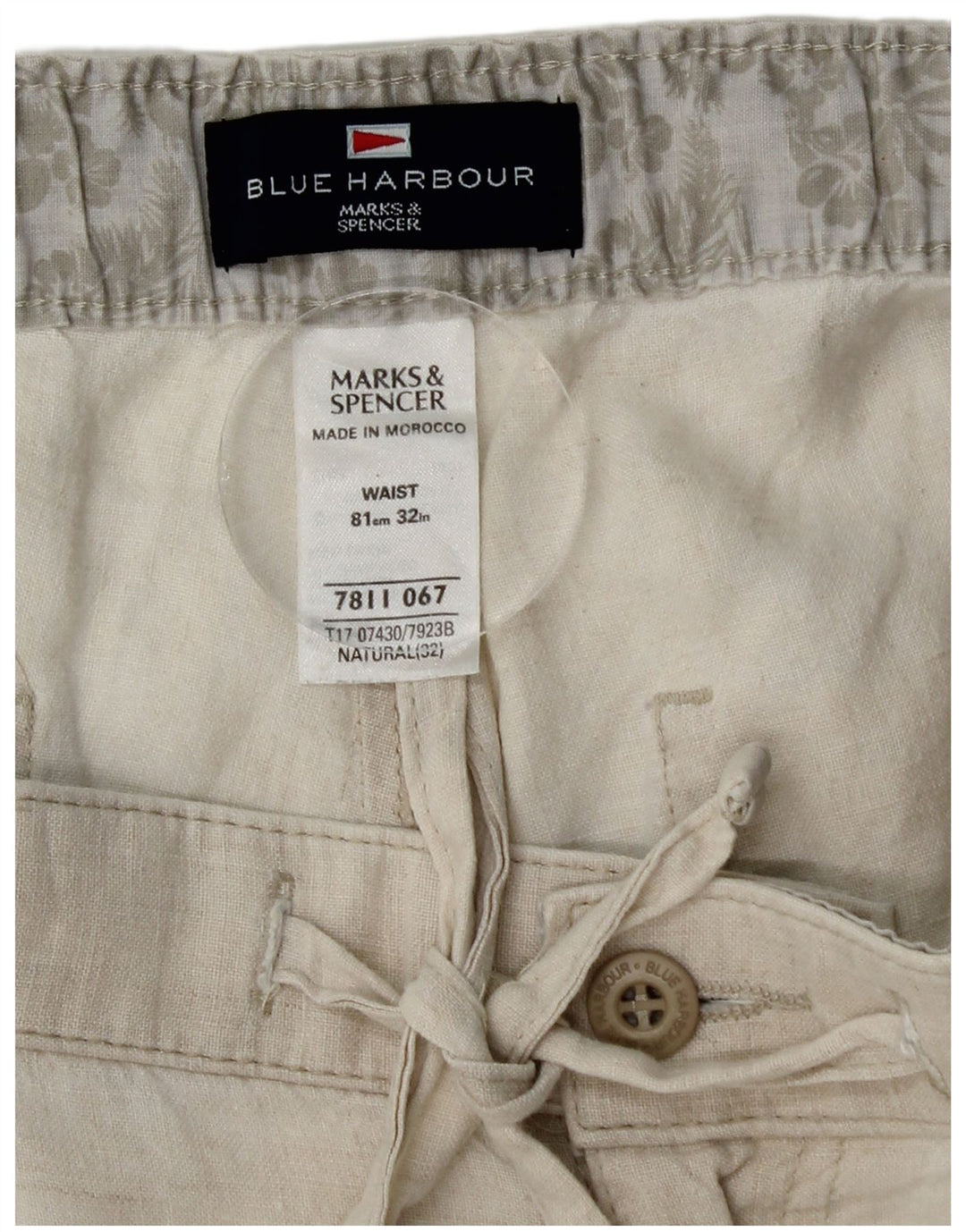 Ανδρικό σορτς βερμούδα MARKS & SPENCER Blue Harbour W32 Μεσαίο μπεζ λινό
