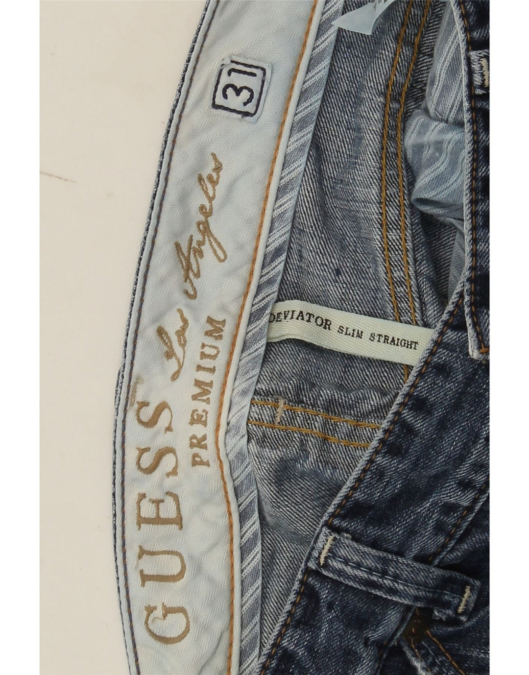 Guess Mens Distressed Slim Jeans W31 L30 Blue Cotton
