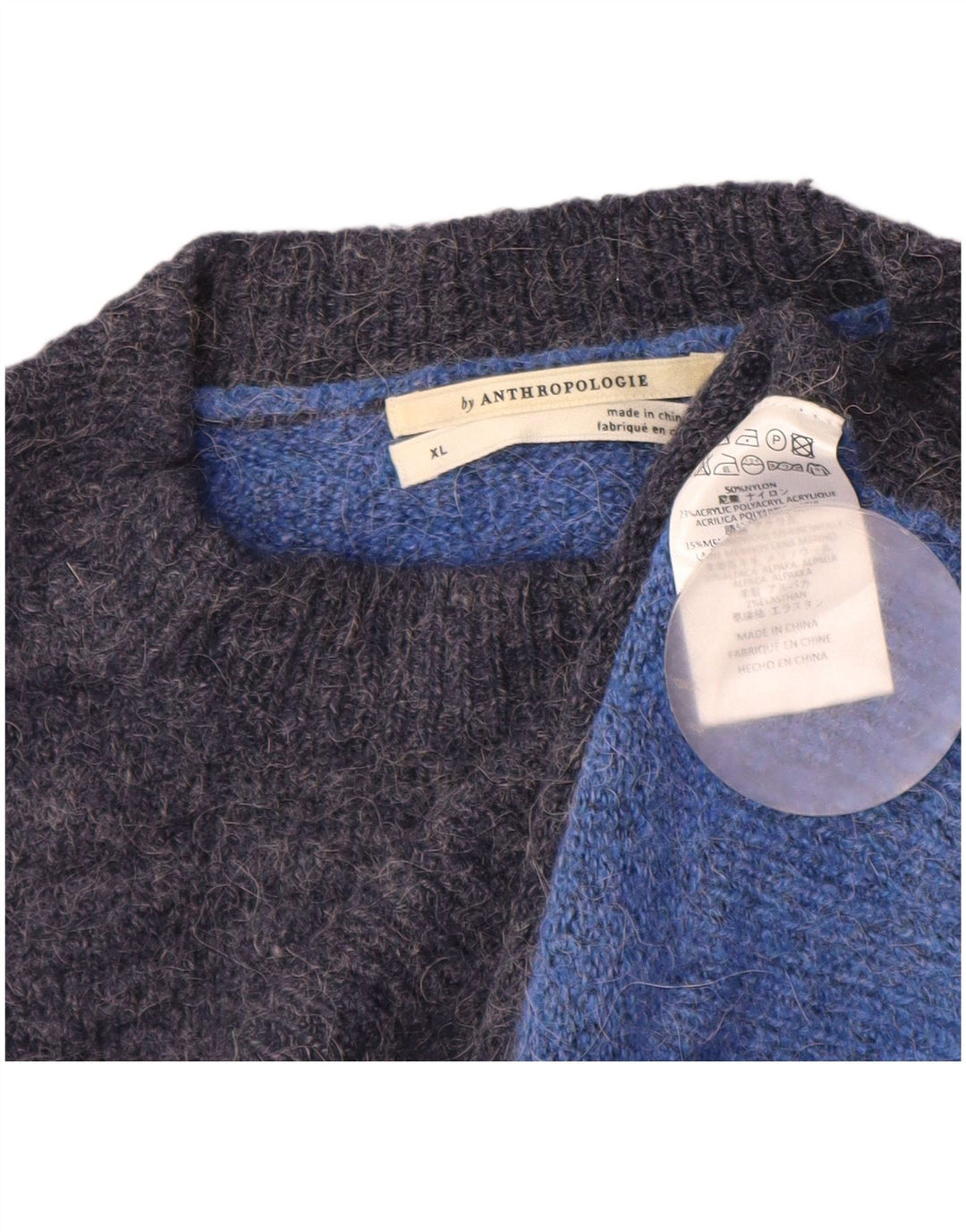 ANTHROPOLOGIE Γυναικείο πουλόβερ με λαιμόκοψη UK 18 XL Navy Blue