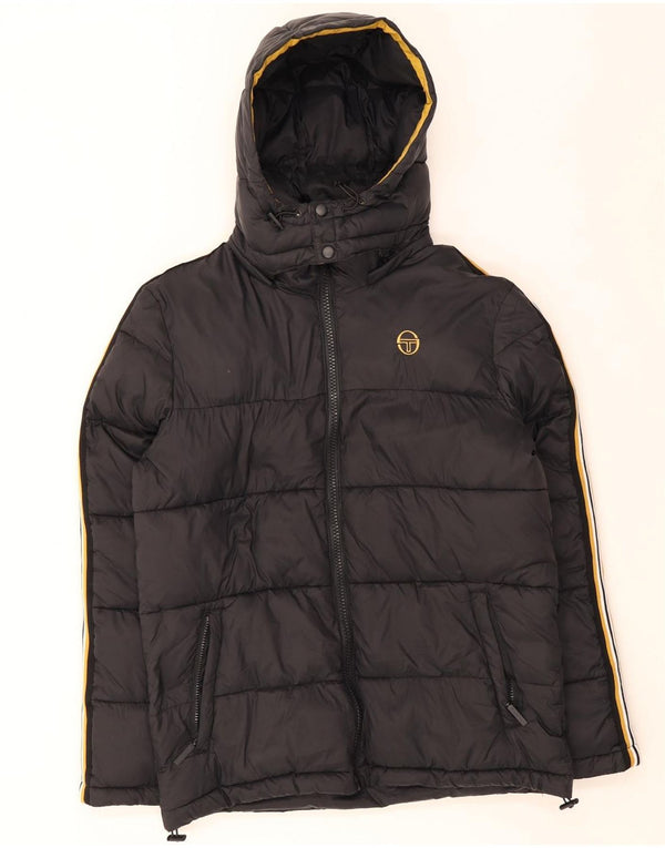 Sergio Tacchini Ανδρικό μπουφάν με κουκούλα UK 40 μεγάλο μαύρο νάιλον