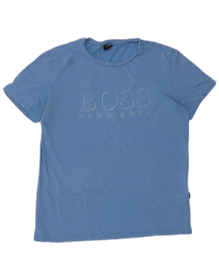 Ανδρικό γραφικό μπλουζάκι Hugo Boss Top μεγάλο μπλε βαμβακερό