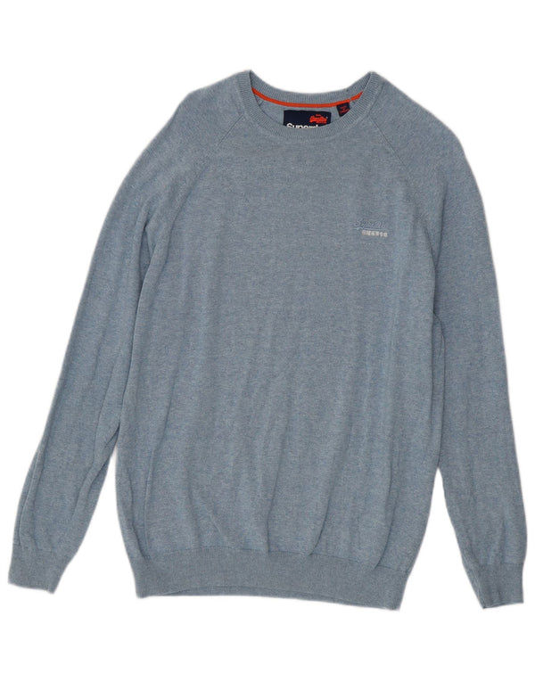 SUPERDRY Γυναικείο πουλόβερ με λαιμόκαυστο UK 18 XL Μπλε βαμβακερό