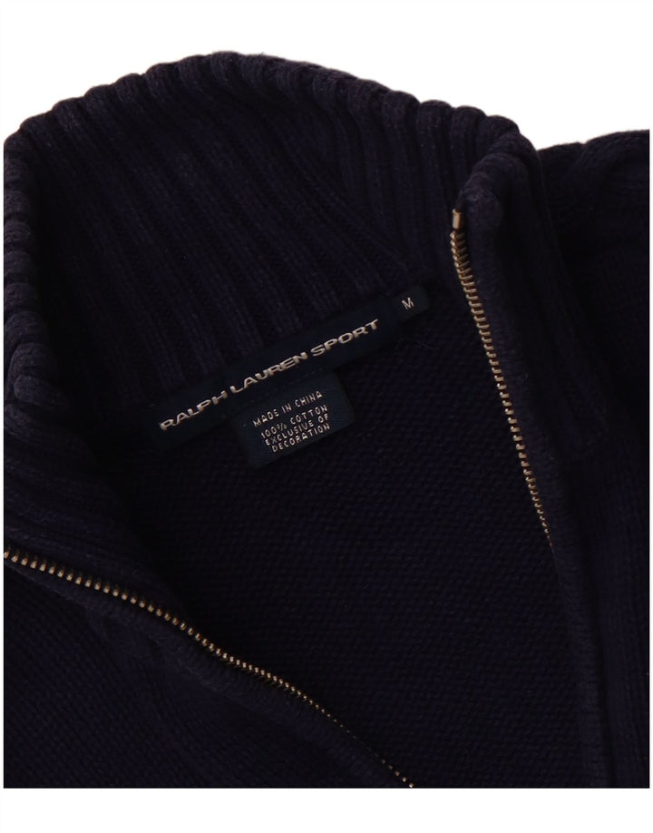 RALPH LAUREN Γυναικείο πουλόβερ ζακέτα UK 12 μεσαίο μπλε βαμβακερό