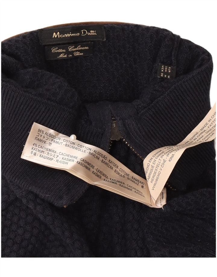 Ανδρικό πουλόβερ ζακέτα Massimo Dutti, μεσαίο μπλε βαμβακερό