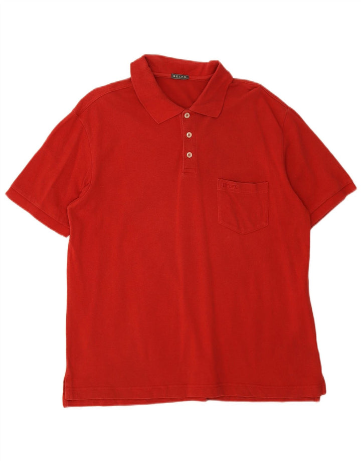 BELFE Mens Polo Shirt Medium Red Cotton