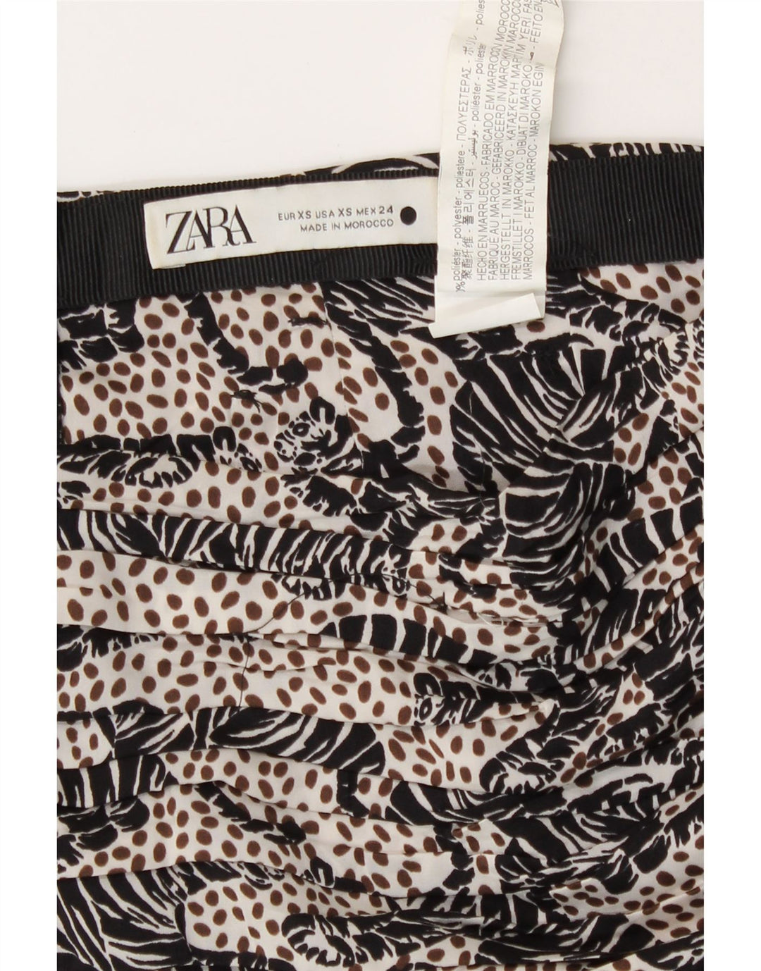 Zara Γυναικεία Μίνι Φούστα XS W24 Μαύρη Animal Print Polyester