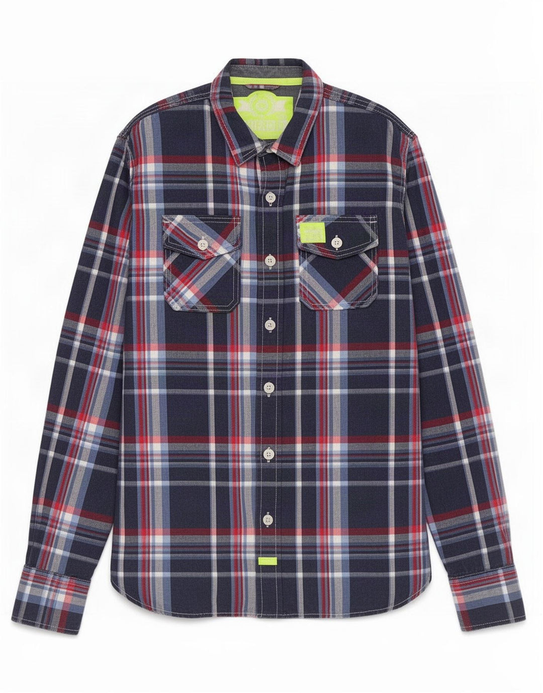 Ανδρικό πουκάμισο Superdry XL Navy Blue Check Cotton