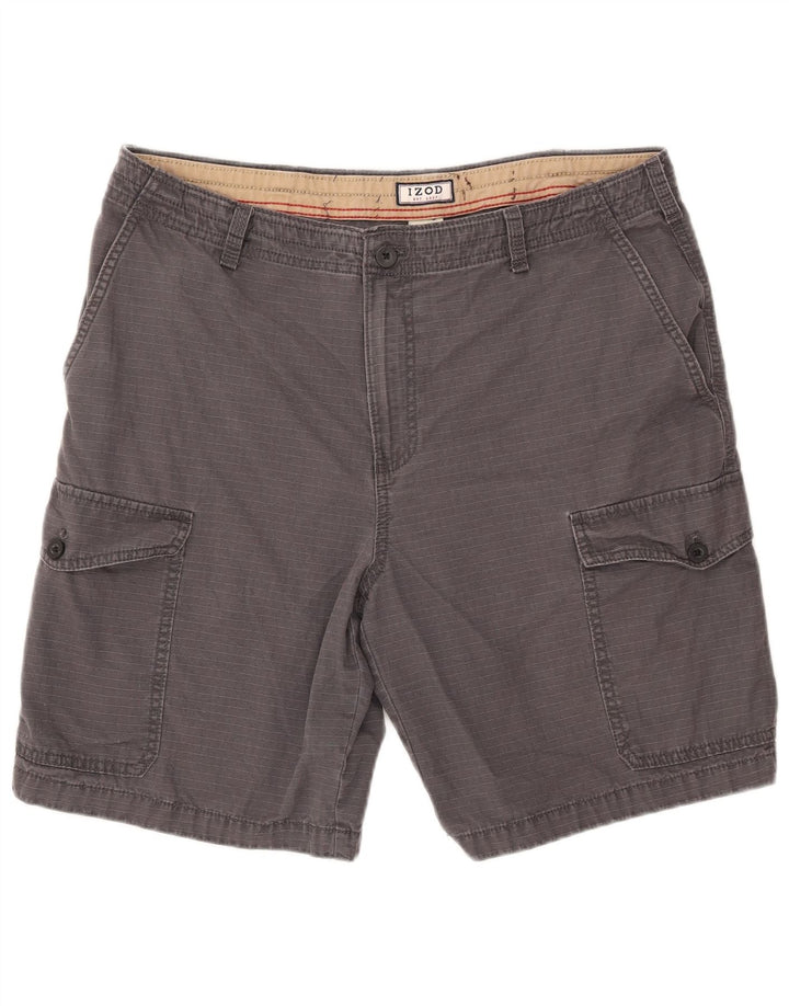 Izod Ανδρικό σορτς Cargo W34 Μεγάλο γκρι βαμβακερό ριγέ