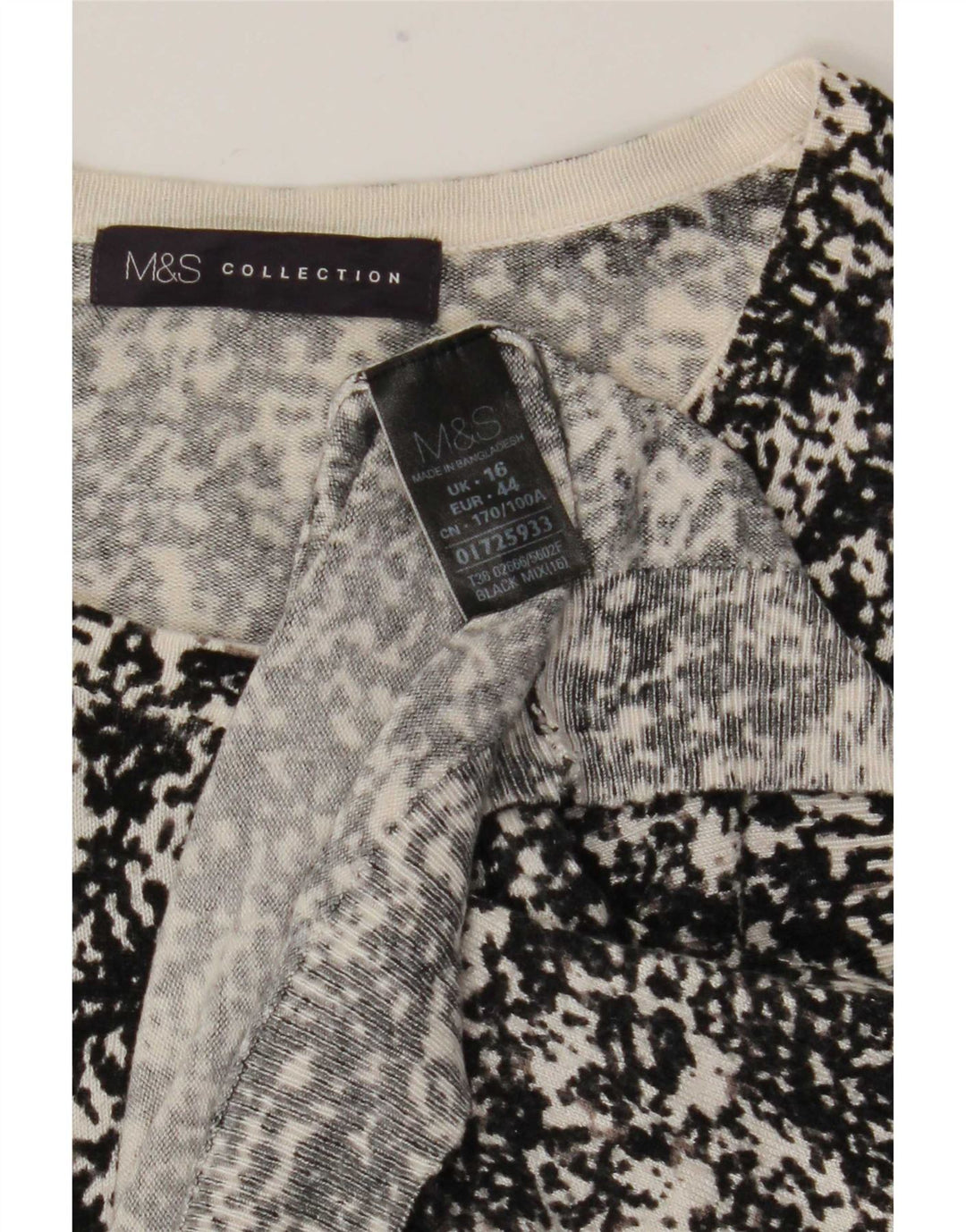 Marks & Spencer Γυναικείο πουλόβερ ζακέτα με αφηρημένο σχέδιο UK 16 μεγάλο μαύρο