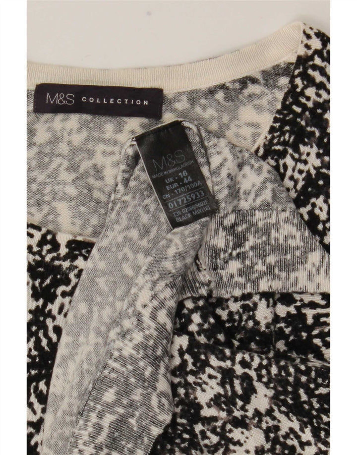 Marks & Spencer Γυναικείο πουλόβερ ζακέτα με αφηρημένο σχέδιο UK 16 μεγάλο μαύρο