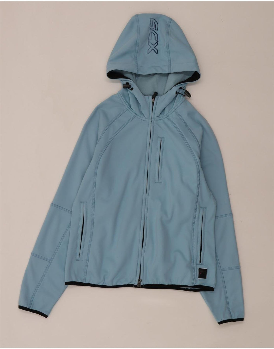 Think Pink Womens Hooded Bomber Jacket UK 16 Large Blue Polyester