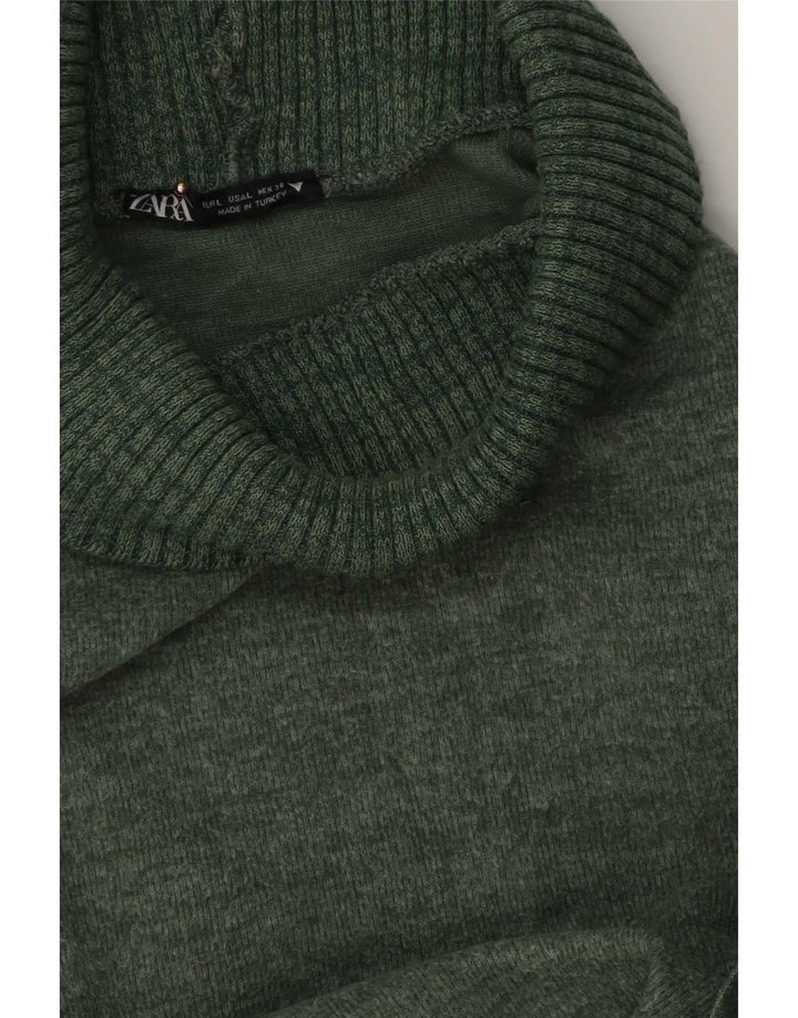 Zara Γυναικείο πουλόβερ με ρολό λαιμόκοψη UK 16 Large Green
