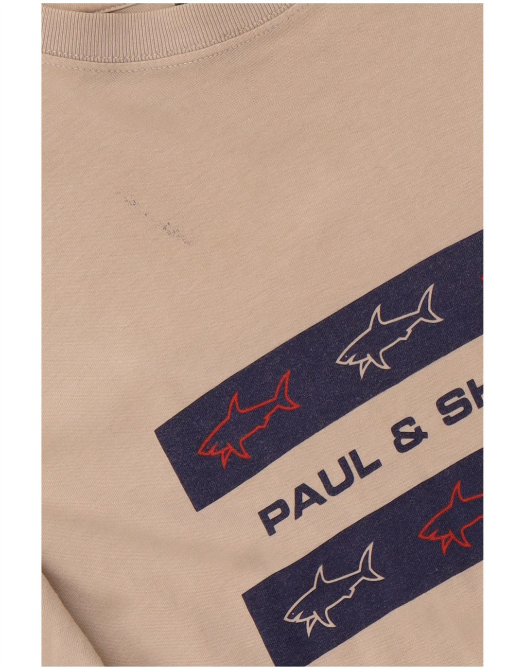 PAUL & SHARK Ανδρικό γραφικό T-Shirt για Yachting Top XL Μπεζ βαμβακερό