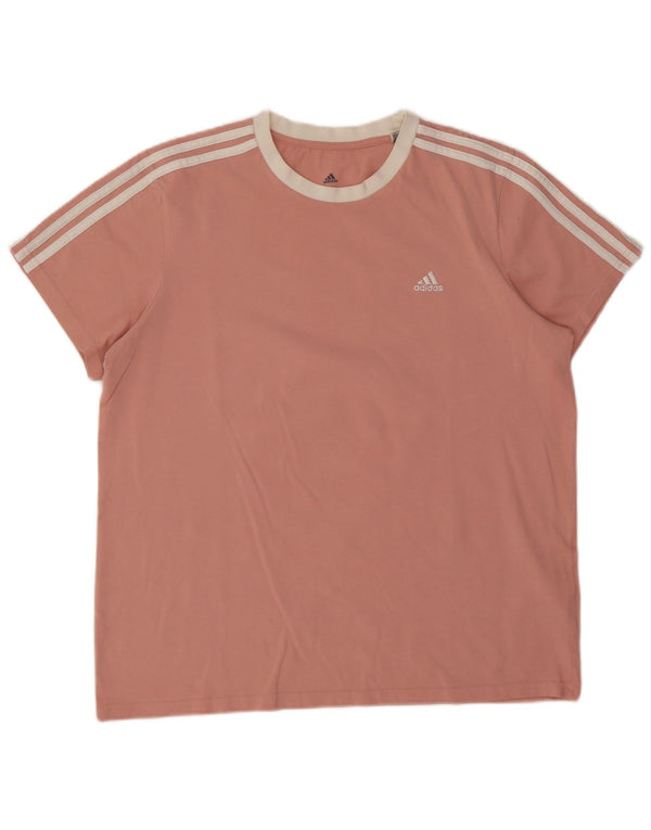 Adidas Γυναικείο T-Shirt Top UK 16/18 μεγάλο ροζ βαμβακερό