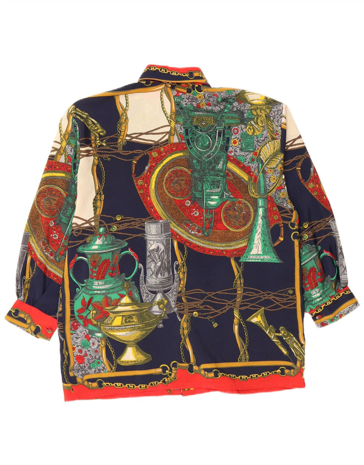 VINTAGE Γυναικείο πουκάμισο Abstract Pattern Μπλούζα UK 14 Medium πολύχρωμο