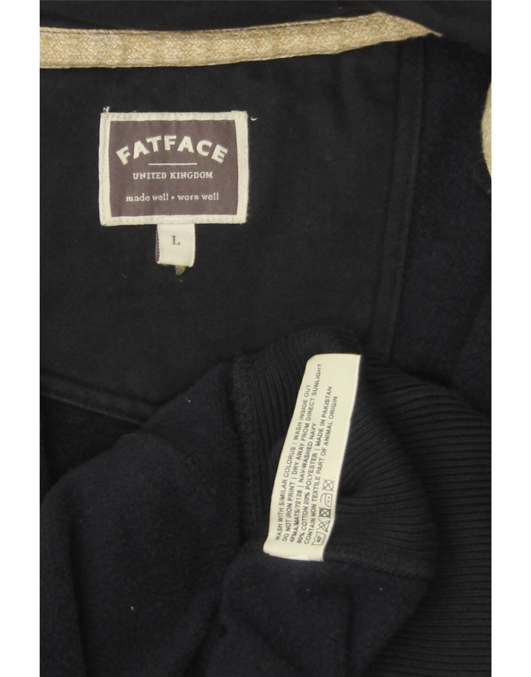 FAT FACE Ανδρικό πουλόβερ με φερμουάρ με κουκούλα μεγάλο μπλε βαμβακερό