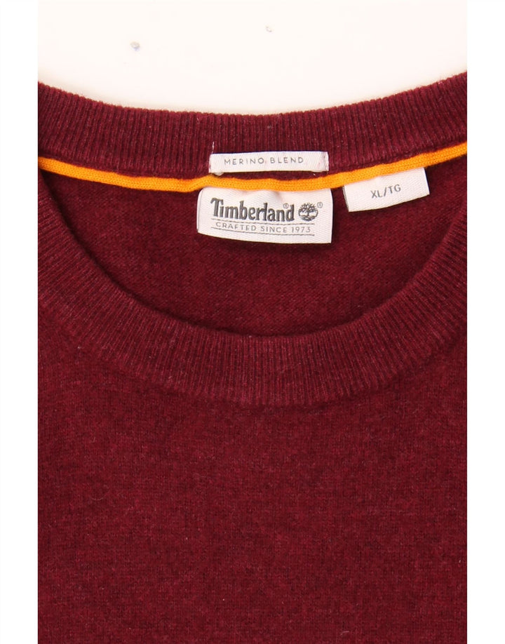 TIMBERLAND Mens Crew Neck Jumper Sweater XL Maroon Vintage Timberland and Second-Hand Timberland from Messina Hembry 