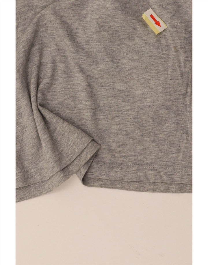 CALVIN KLEIN Γυναικείο Crop Graphic T-shirt Top UK 6 XS Γκρι βαμβακερό